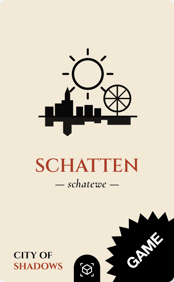 snipcard Schatten — Karte aus der City of Shadows Serie. AR-Trigger für die Artivive-App.