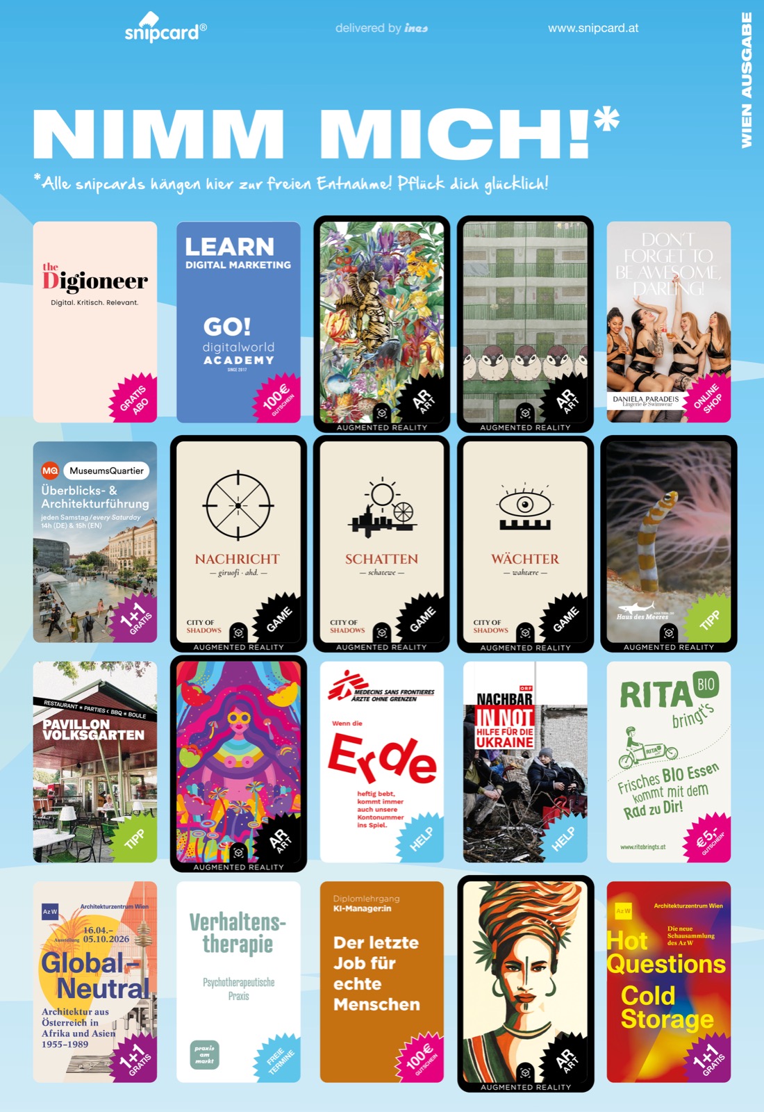 Sniposter 206 — Vorderseite mit allen aktuell hängenden snipcards